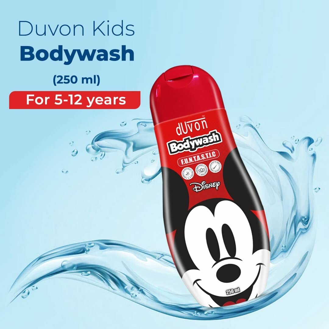 Duvon Disney Mickey - Bodywash, Bathing Bar, Shampoo, and Conditioner Gift Box of 3