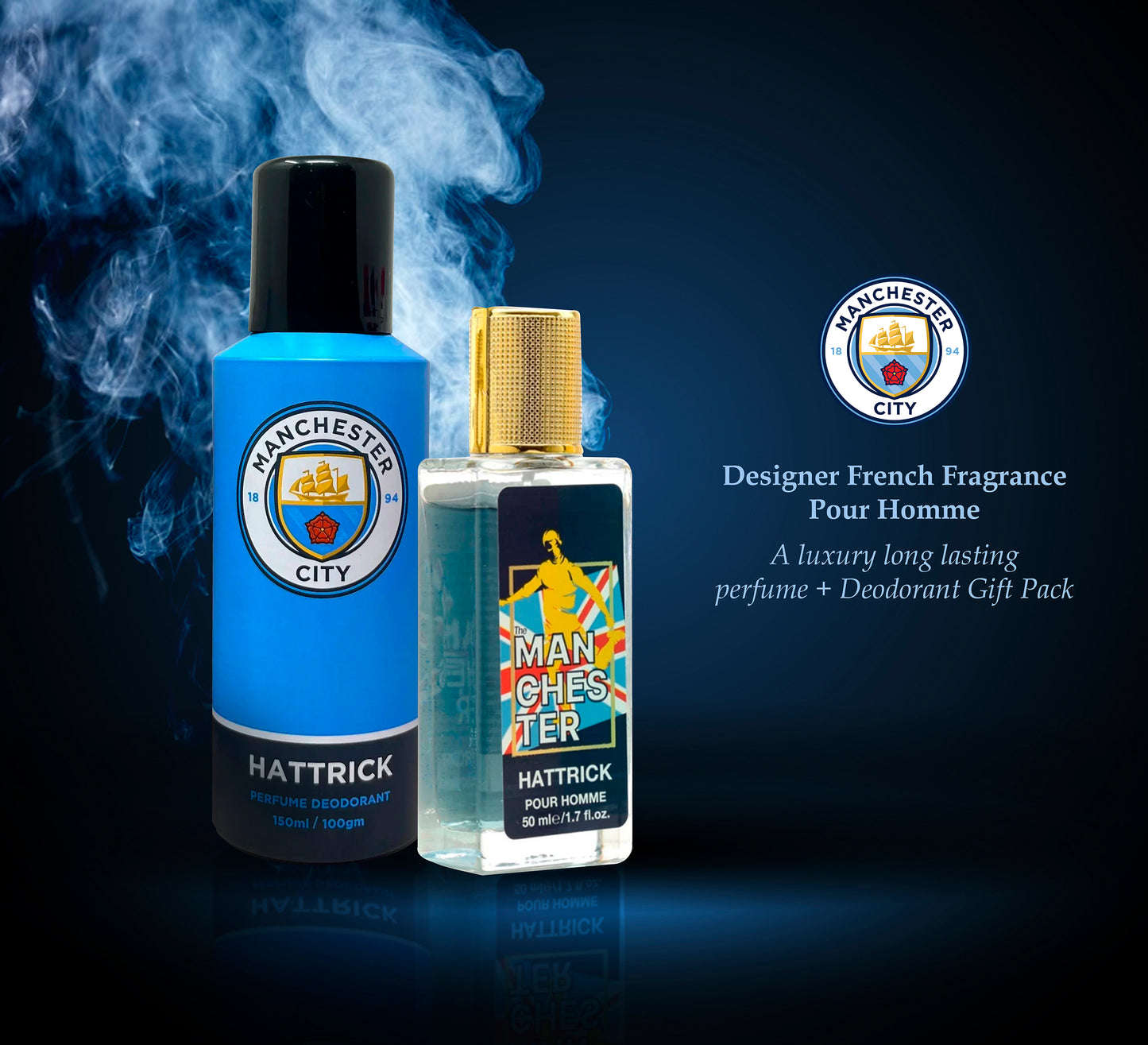 Manchester City Gift Pack Hattrick - Perfume & Deodorant (Pack of 2)