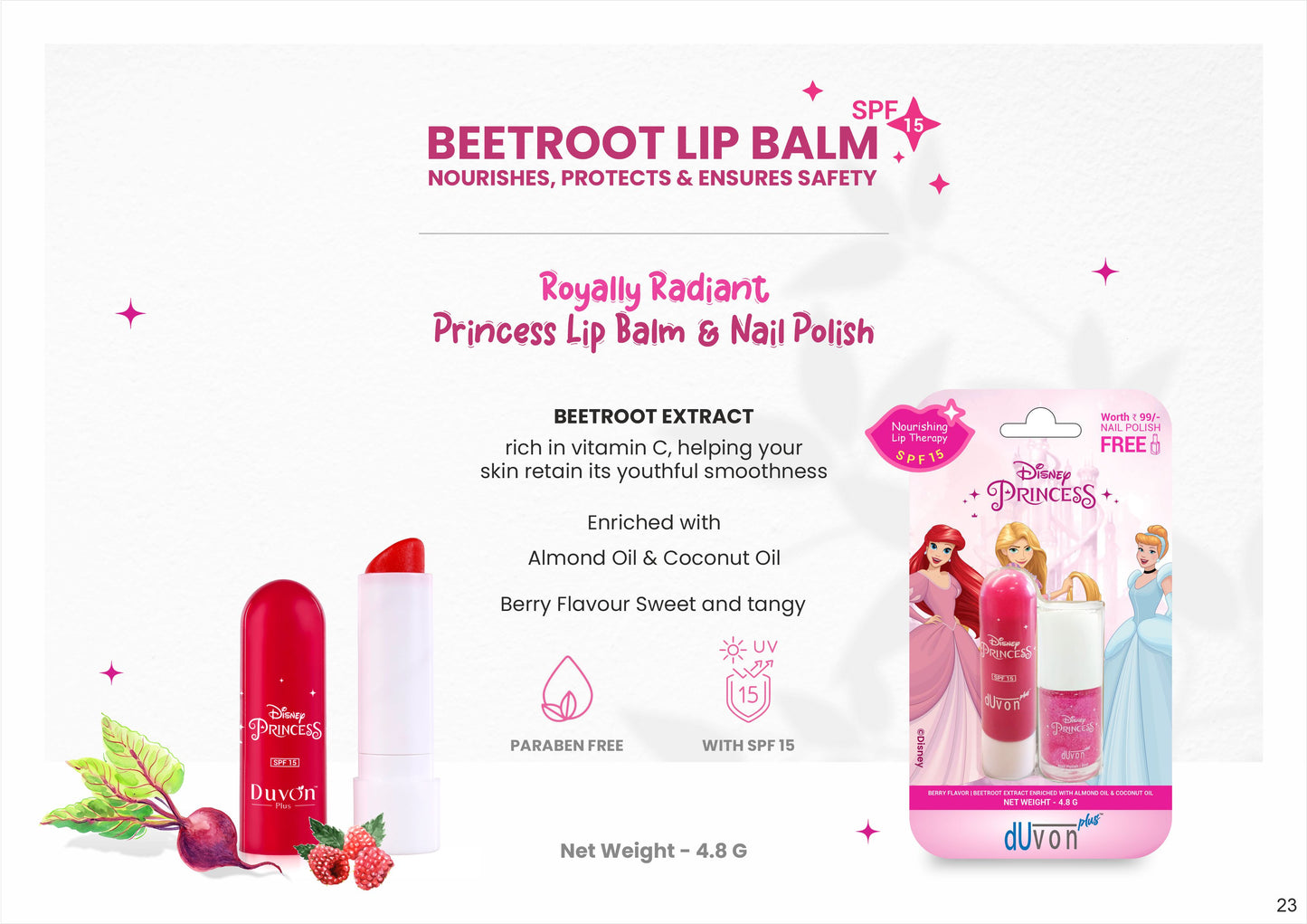 Duvon Plus Disney Princess Lip Balm & Nail Polish | Royal Glam Duo