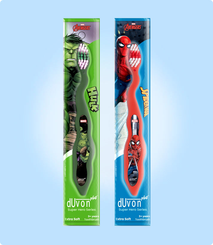 Duvon Plus Marvel Avenger Series Toothbrush - Spiderman and Hulk (Pair of 2) (Pack of 4)