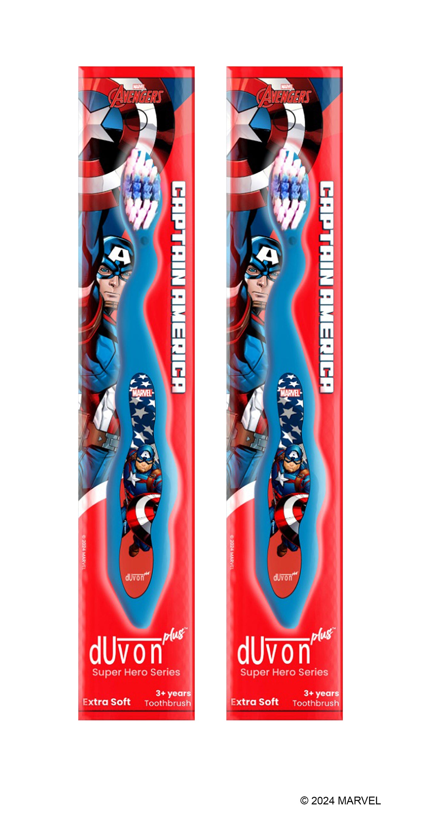 Duvon Plus Marvel Avenger Series Toothbrush - Captain America and Iron Man (Pair of 2)