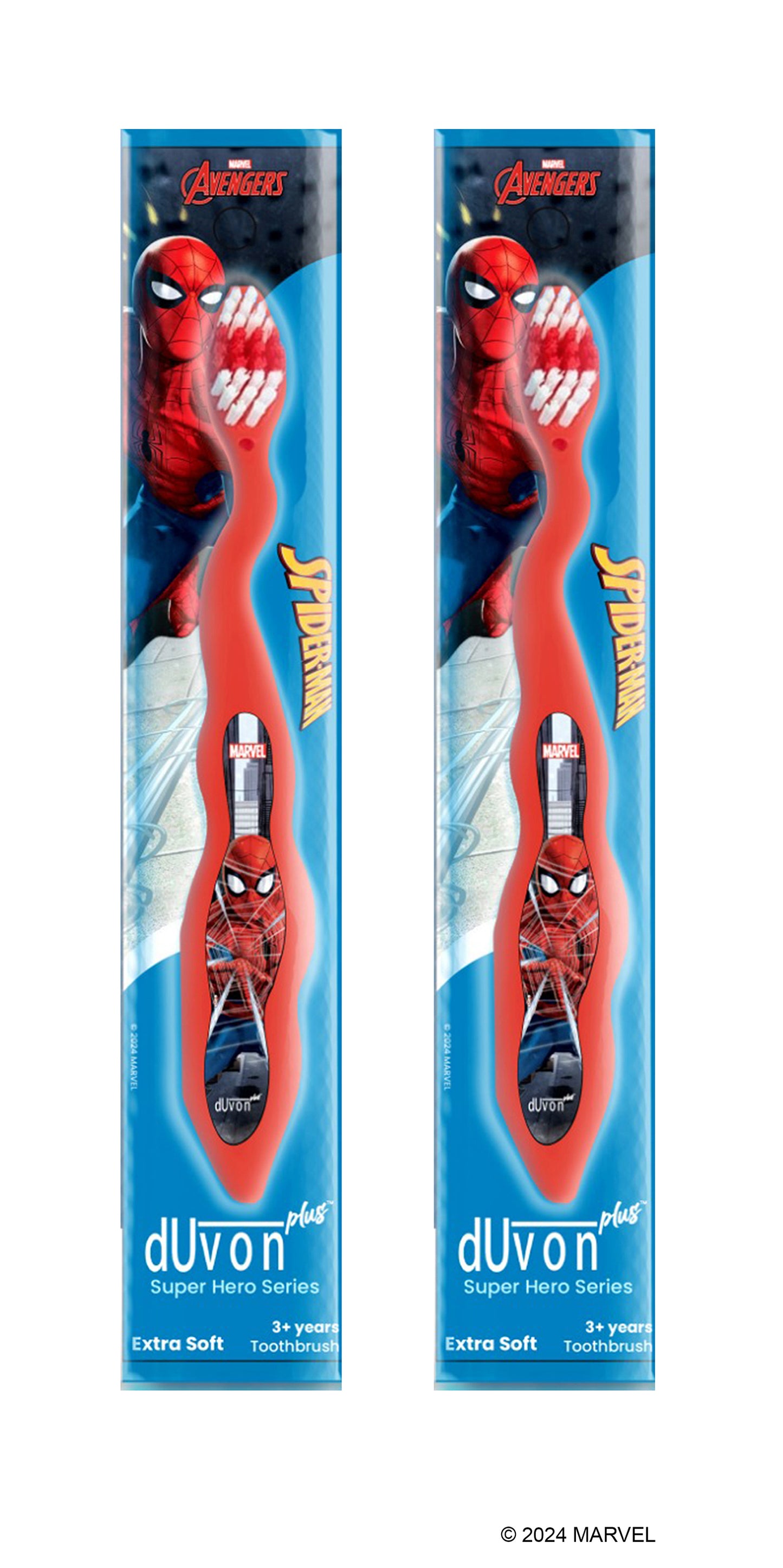 Duvon Plus Marvel Avenger Series Toothbrush - Spiderman and Hulk (Pair of 2) (Pack of 4)