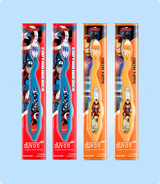 Duvon Plus Marvel Avenger Series Toothbrush - Captain America and Iron Man (Pair of 2)