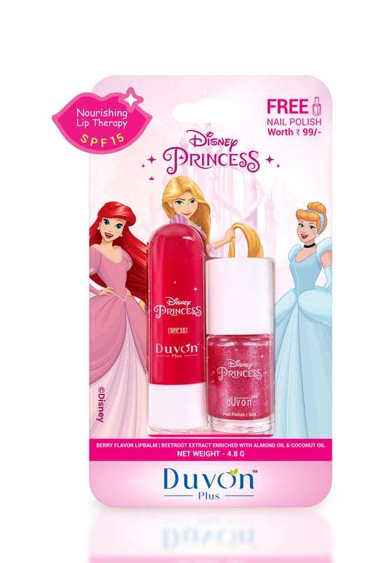 Duvon Plus Disney Princess Lip Balm & Nail Polish | Royal Glam Duo